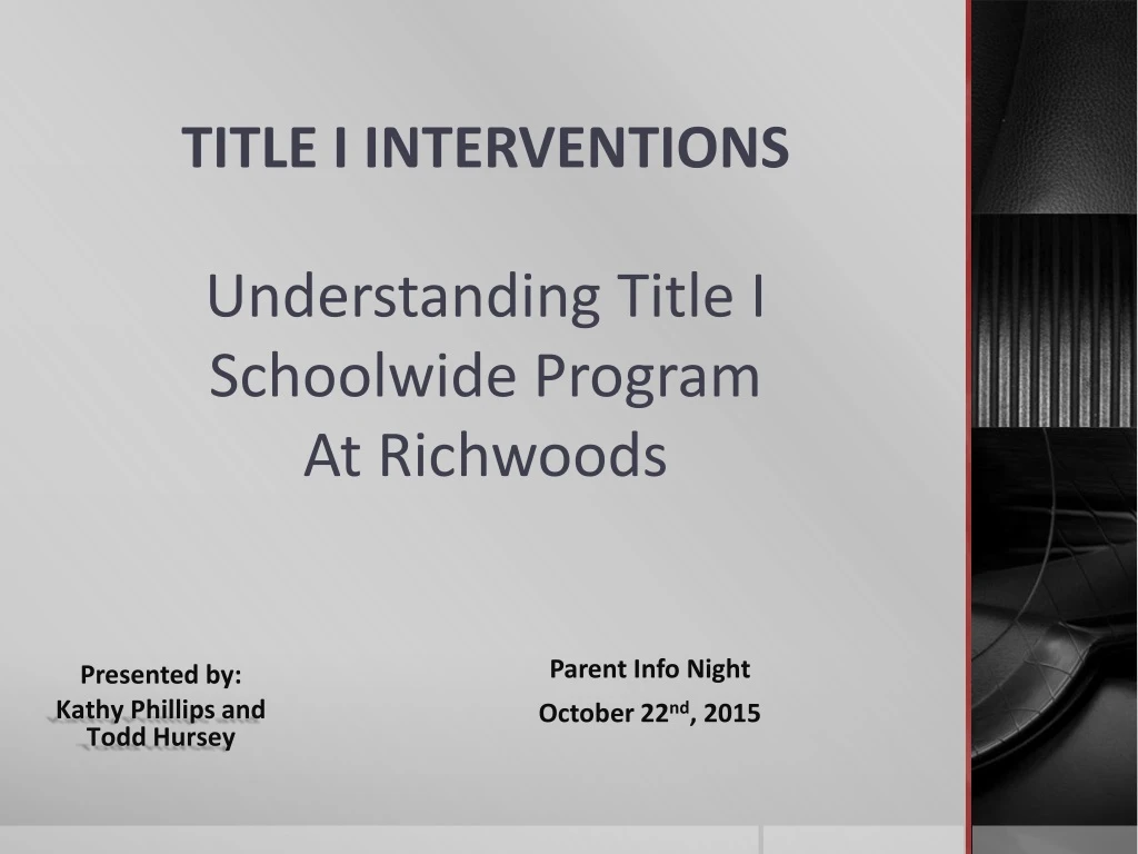 understanding title i schoolwide program at richwoods