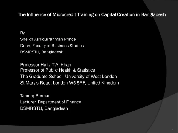 The Influence of Microcredit Training on Capital Creation in Bangladesh