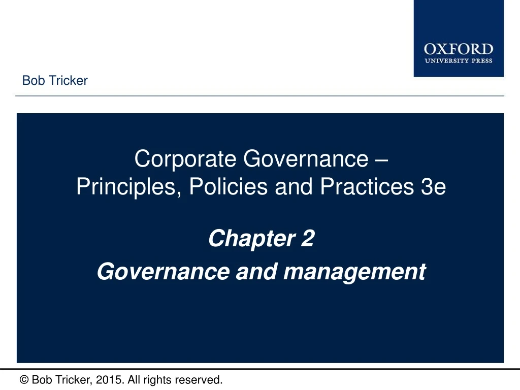 corporate governance principles policies and practices 3e