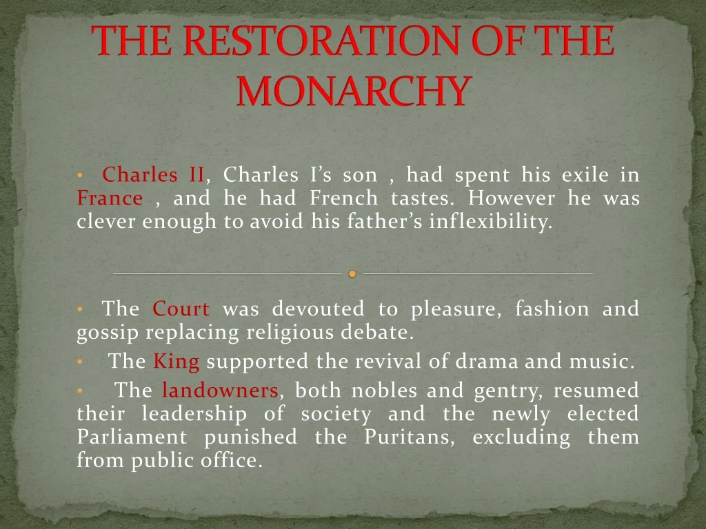 the restoration of the monarchy