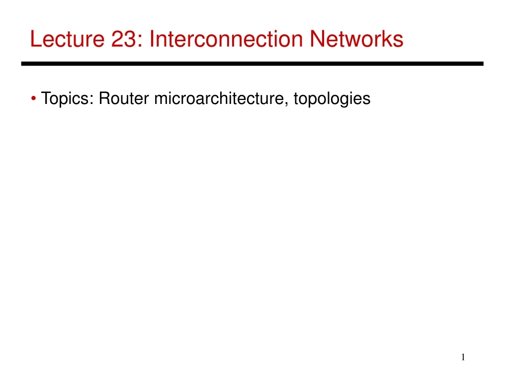 lecture 23 interconnection networks