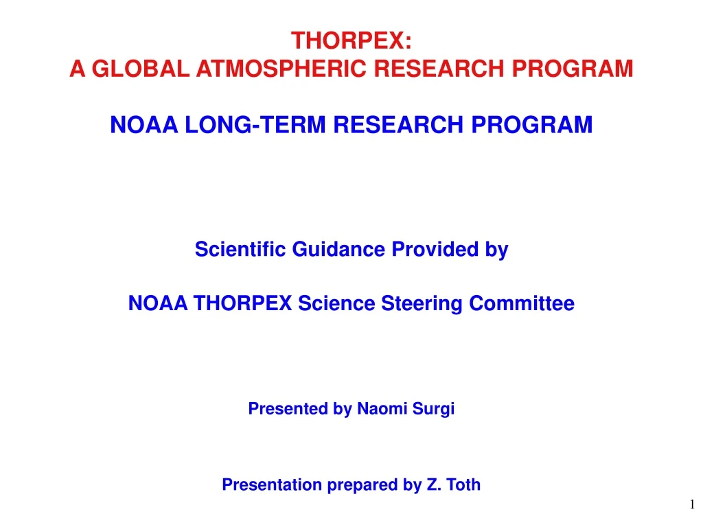 thorpex a global atmospheric research program