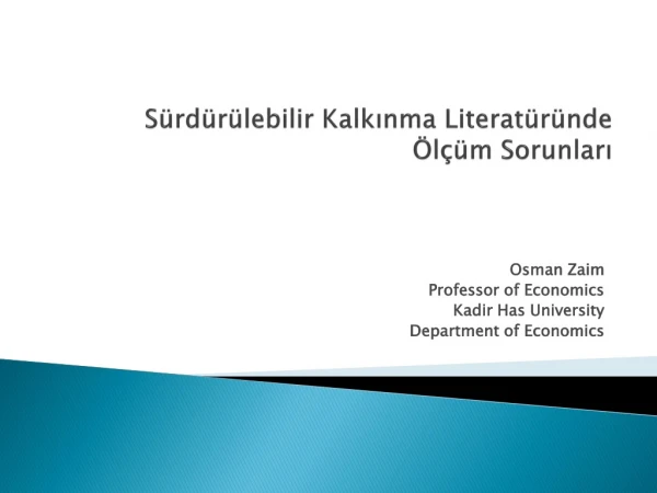 Sürdürülebilir Kalkınma Literatüründe Ölçüm Sorunları