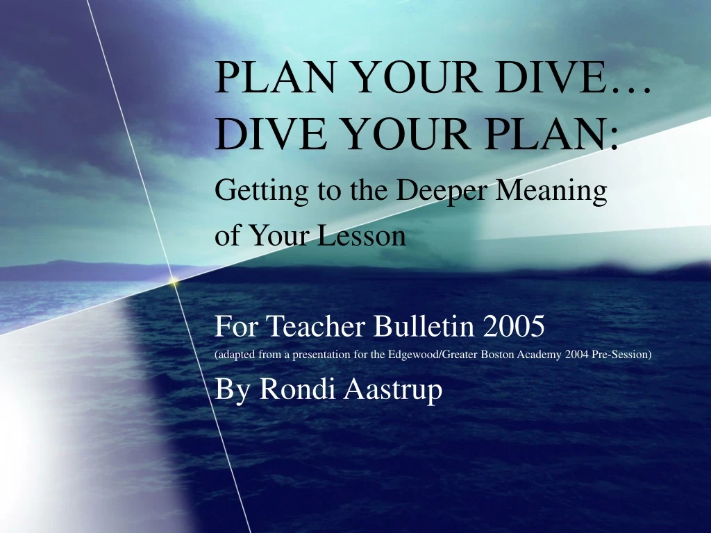 plan your dive dive your plan