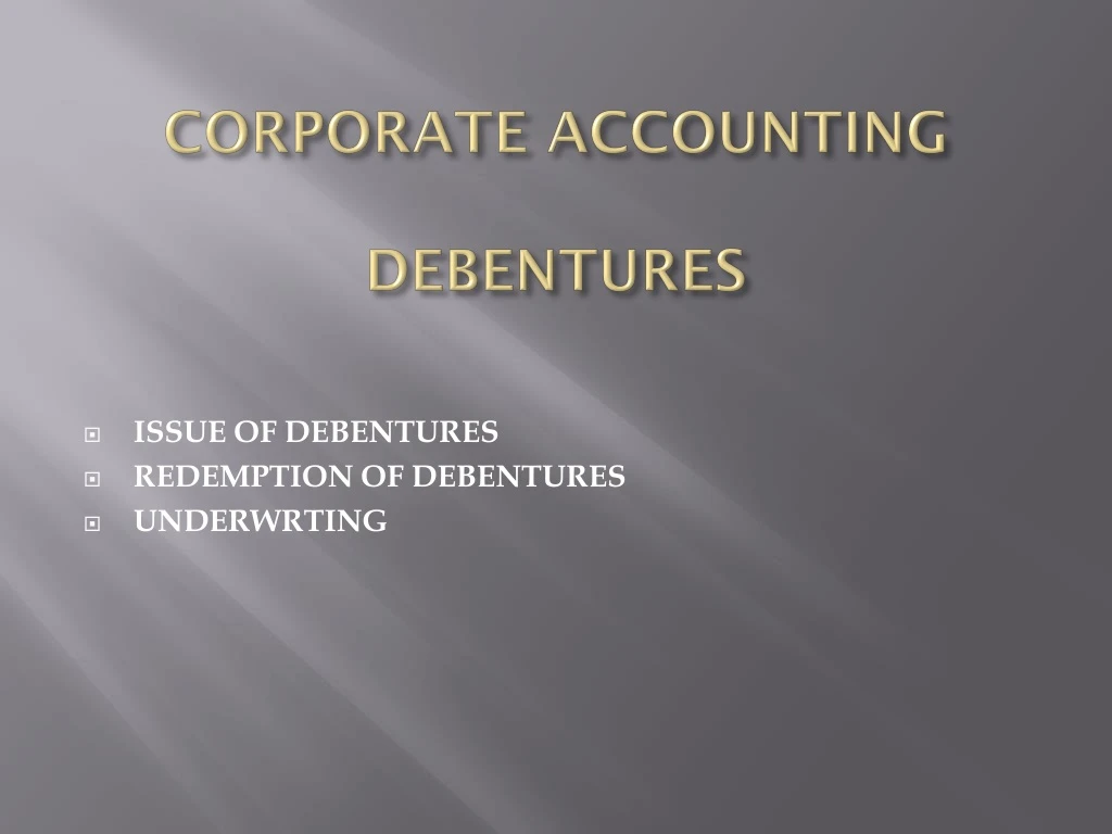 corporate accounting debentures