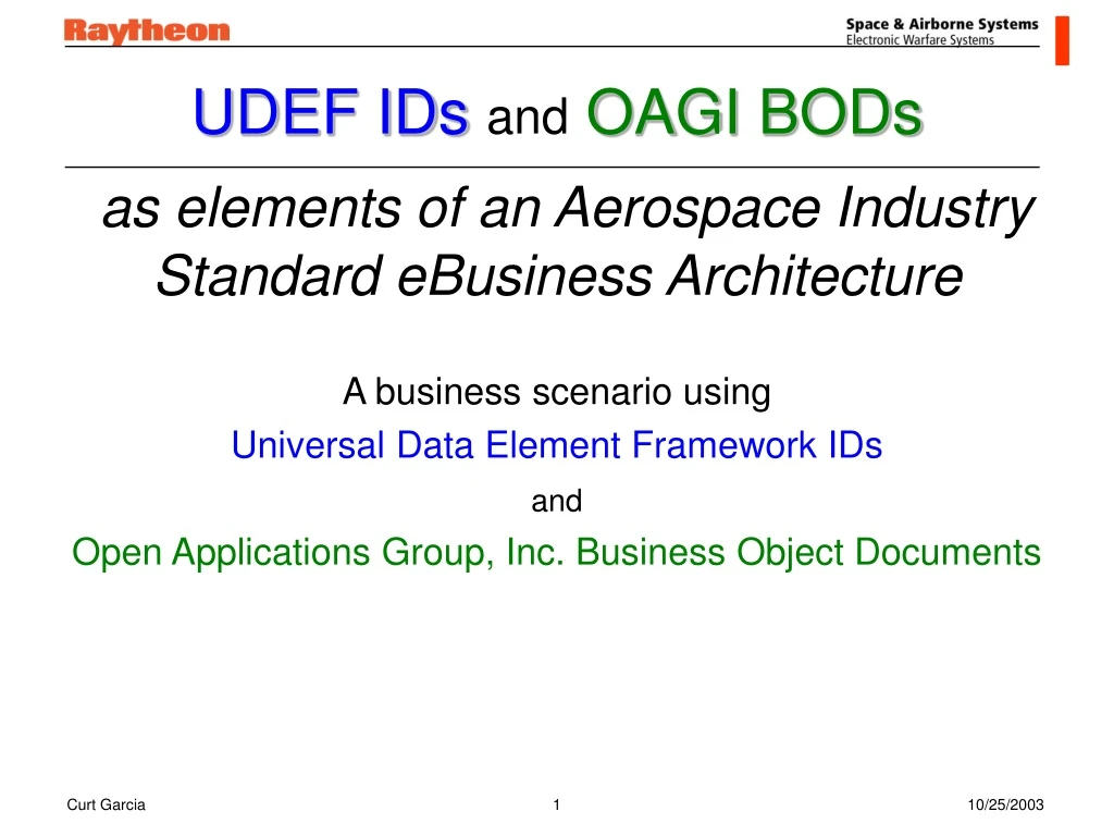 udef ids and oagi bods as elements of an aerospace industry standard ebusiness architecture