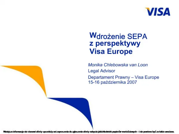 Wdrozenie SEPA z perspektywy Visa Europe