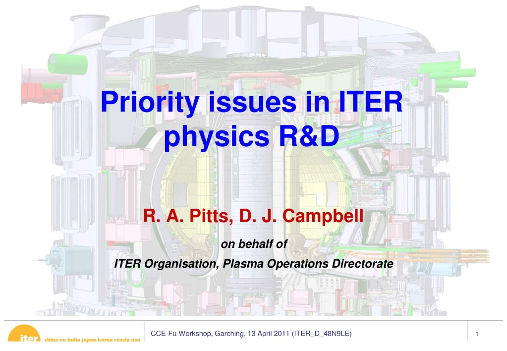 r a pitts d j campbell on behalf of iter organisation plasma operations directorate