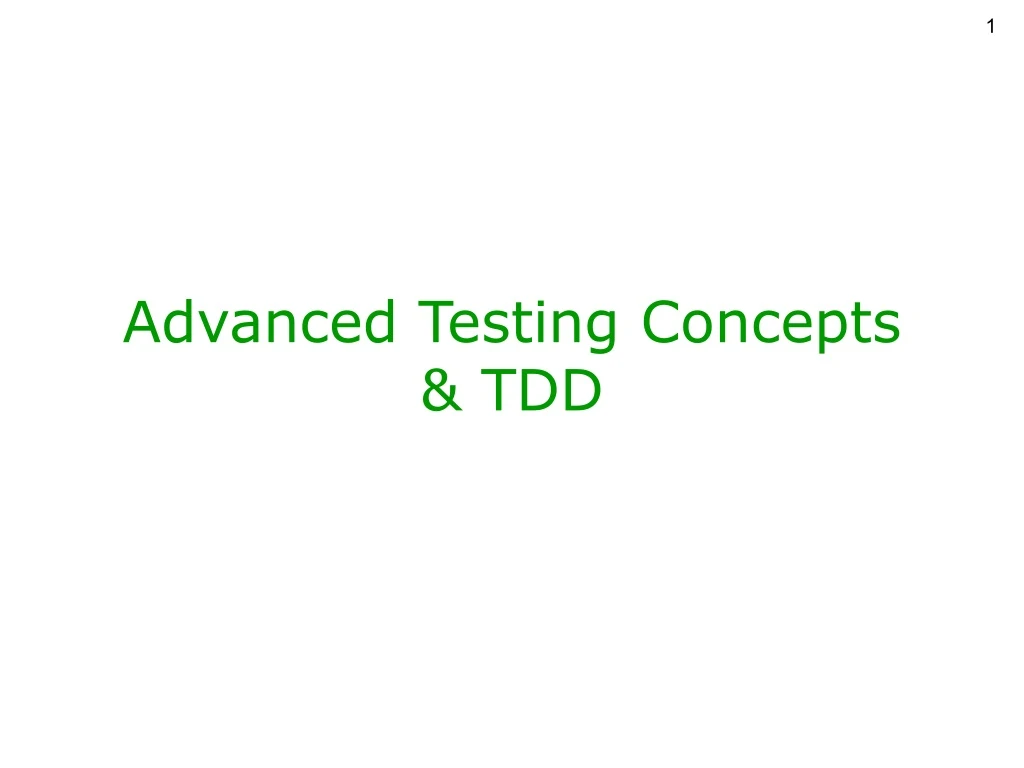 advanced testing concepts tdd