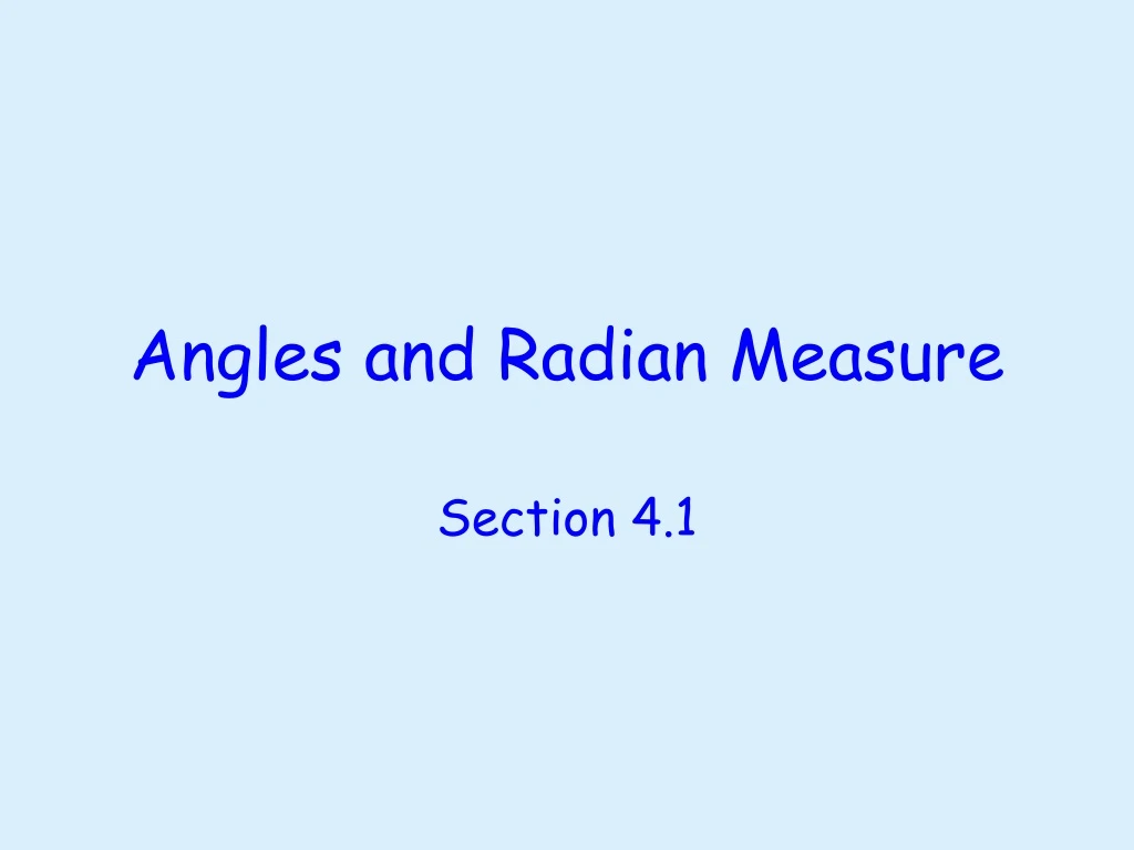 angles and radian measure