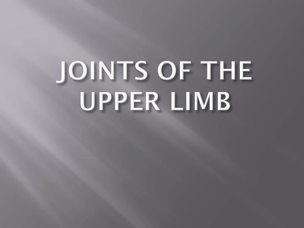 joints of the upper limb