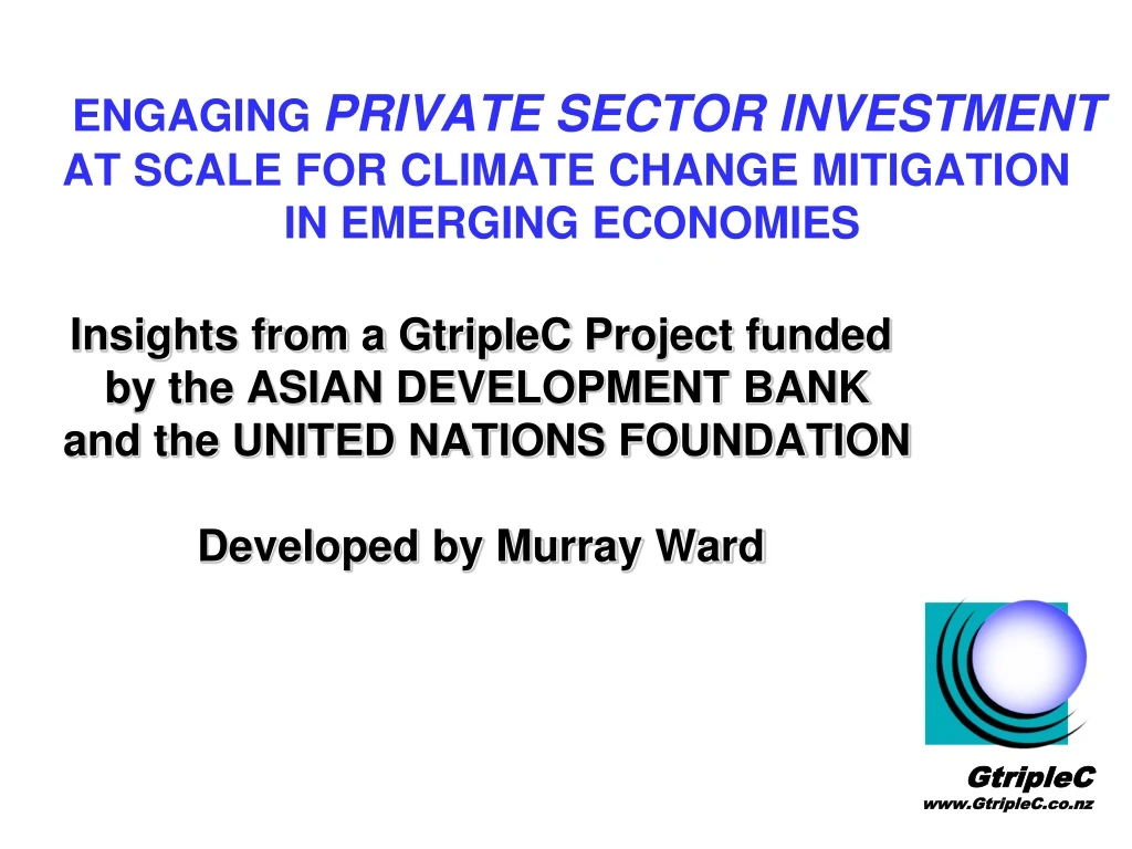 engaging private sector investment at scale for climate change mitigation in emerging economies