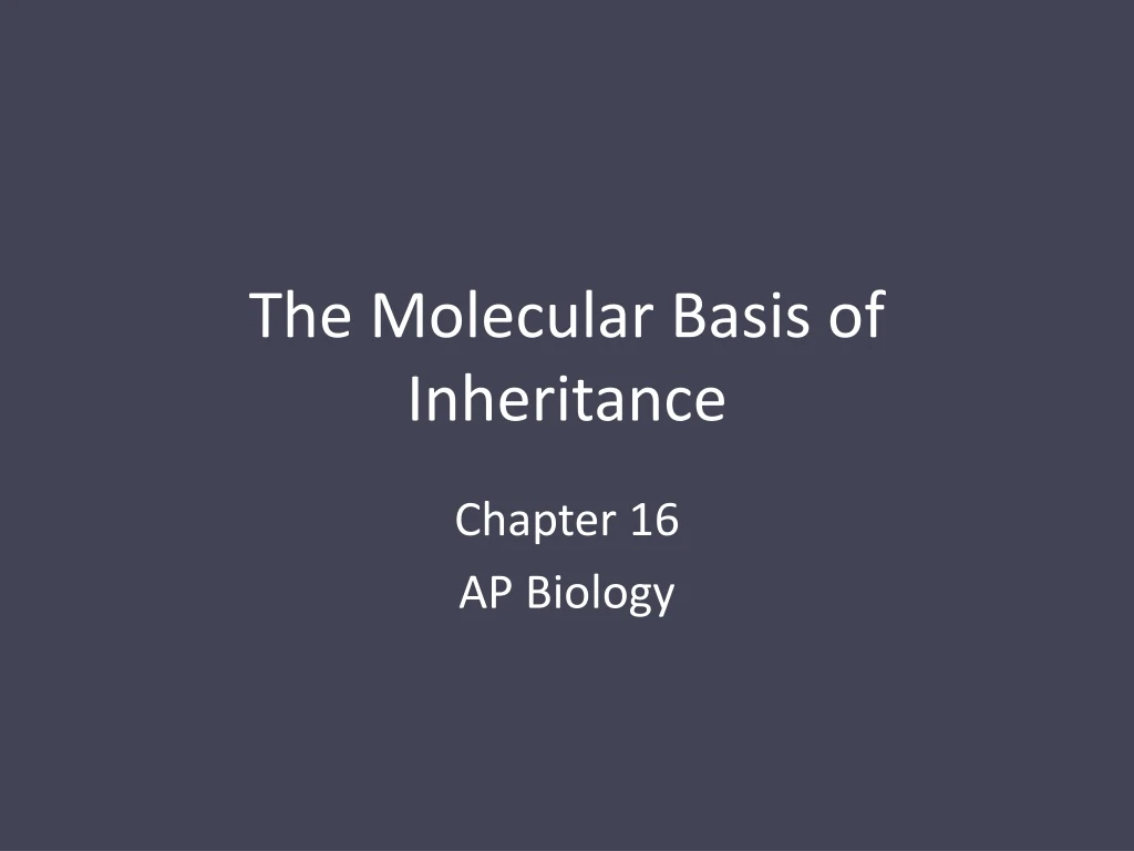 the molecular basis of inheritance