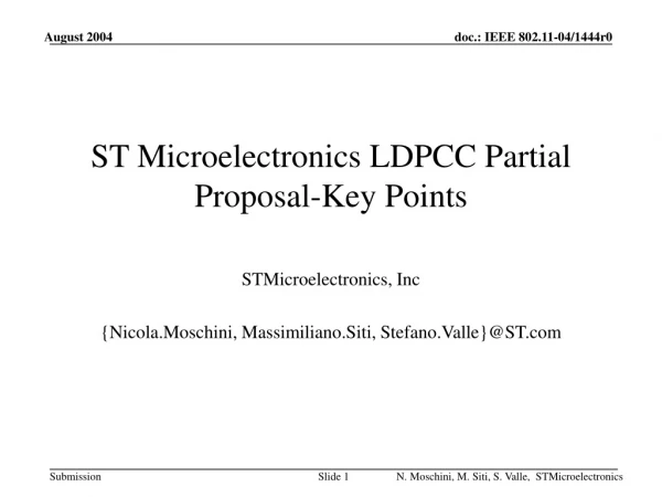 ST Microelectronics LDPCC Partial Proposal-Key Points