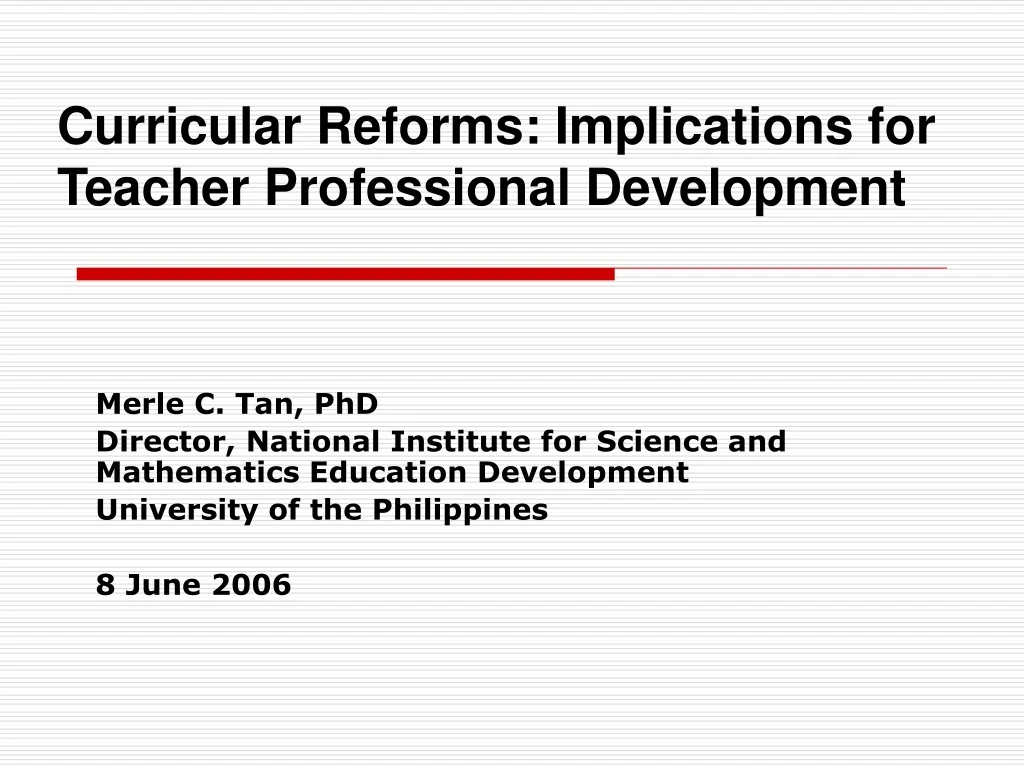 curricular reforms implications for teacher professional development