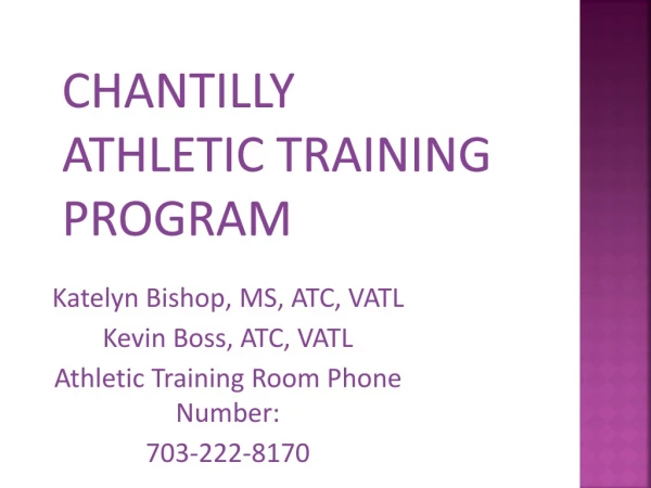 Chantilly Athletic  Training Program