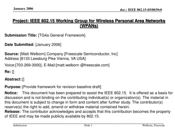 Project: IEEE 802.15 Working Group for Wireless Personal Area Networks (WPANs)