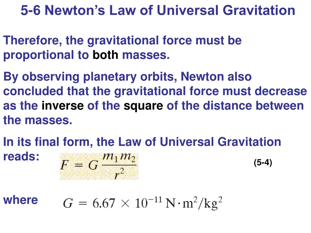 5 6 newton s law of universal gravitation