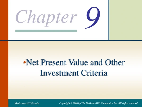 Net Present Value and Other Investment Criteria