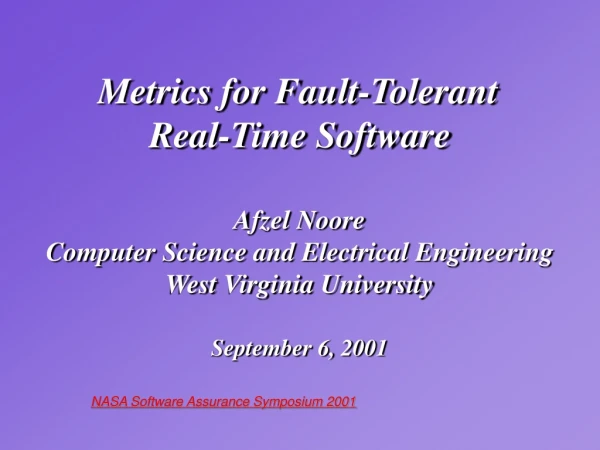 Metrics for Fault-Tolerant  Real-Time Software