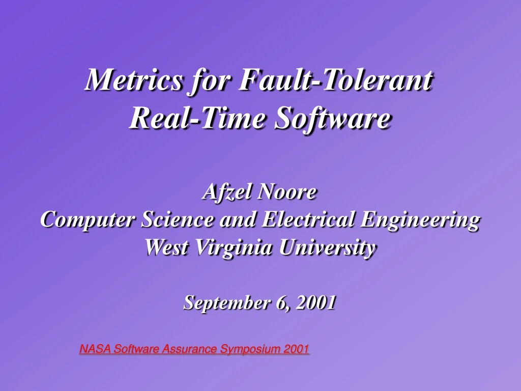 metrics for fault tolerant real time software