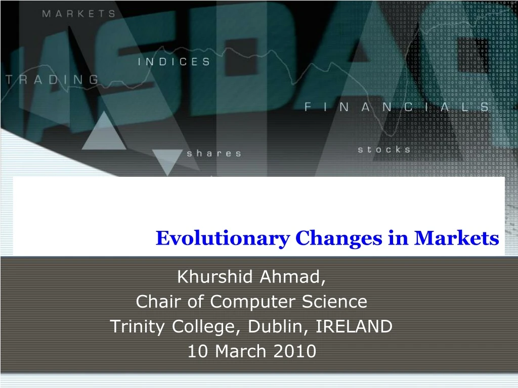 evolutionary changes in markets