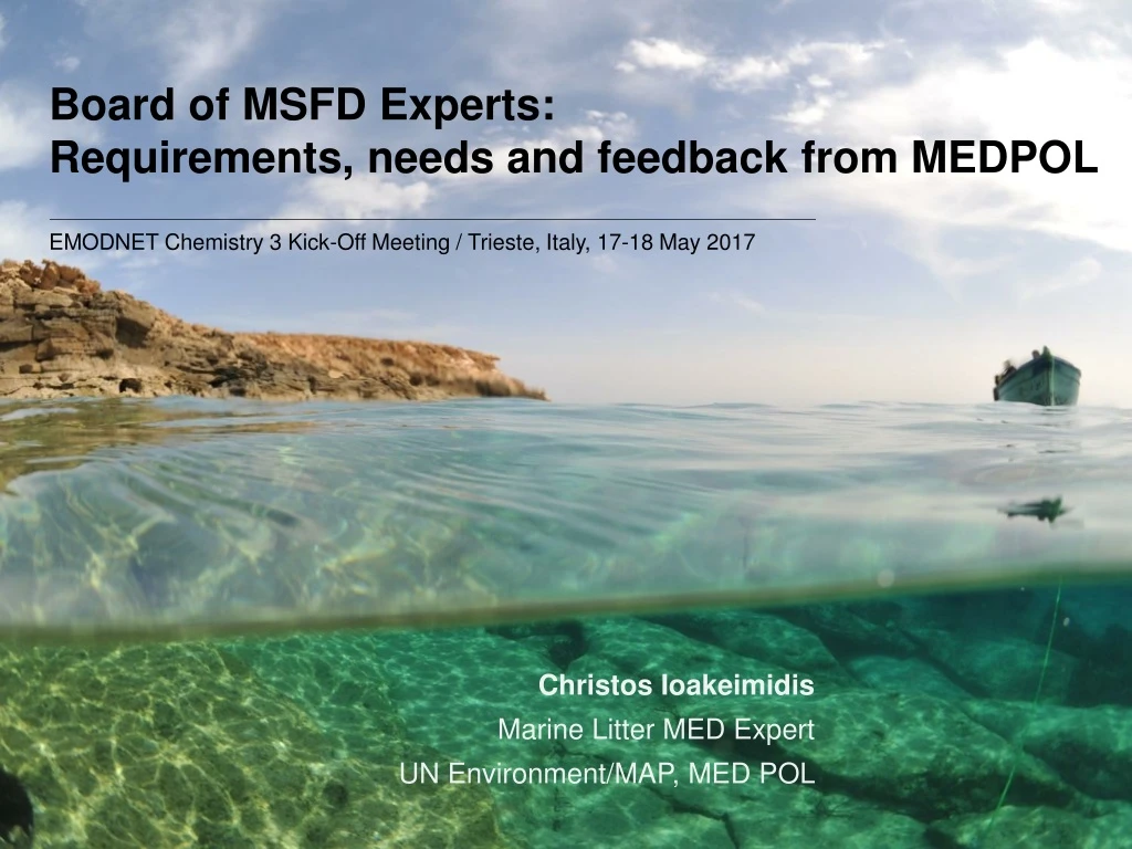 board of msfd experts requirements needs and feedback from medpol