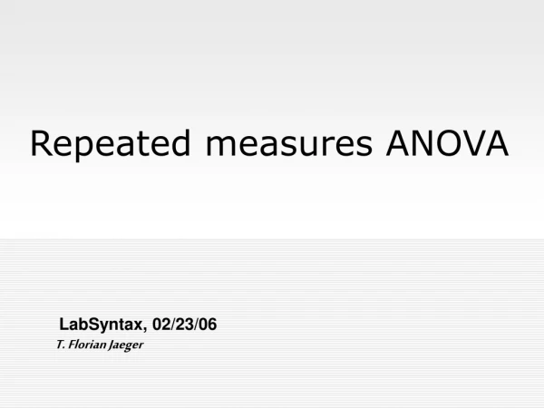 Repeated measures ANOVA