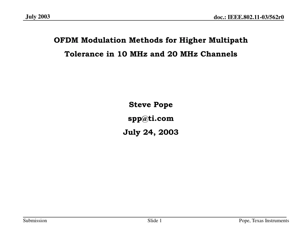 ofdm modulation methods for higher multipath