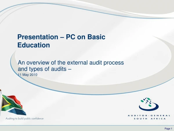 Presentation – PC on Basic Education