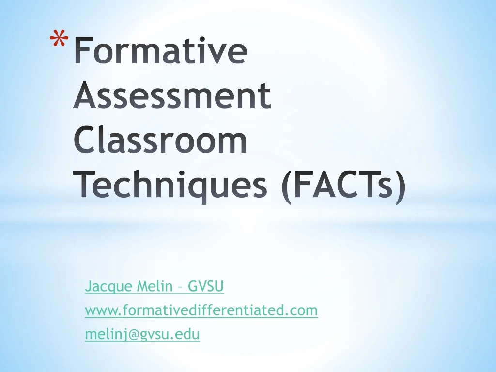 formative assessment classroom techniques facts