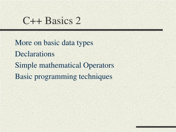C++ Basics  2