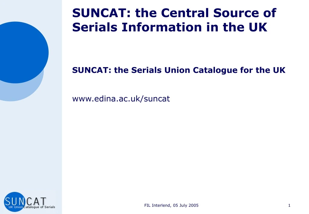 suncat the central source of serials information in the uk