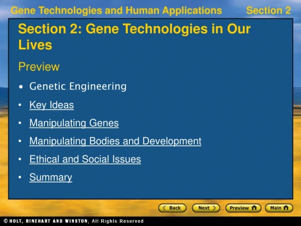 Section 2: Gene Technologies in Our Lives