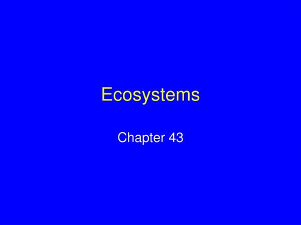 Ecosystems