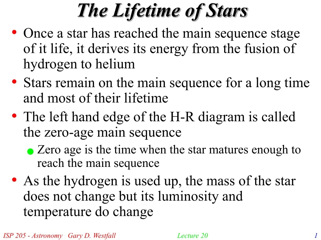 the lifetime of stars