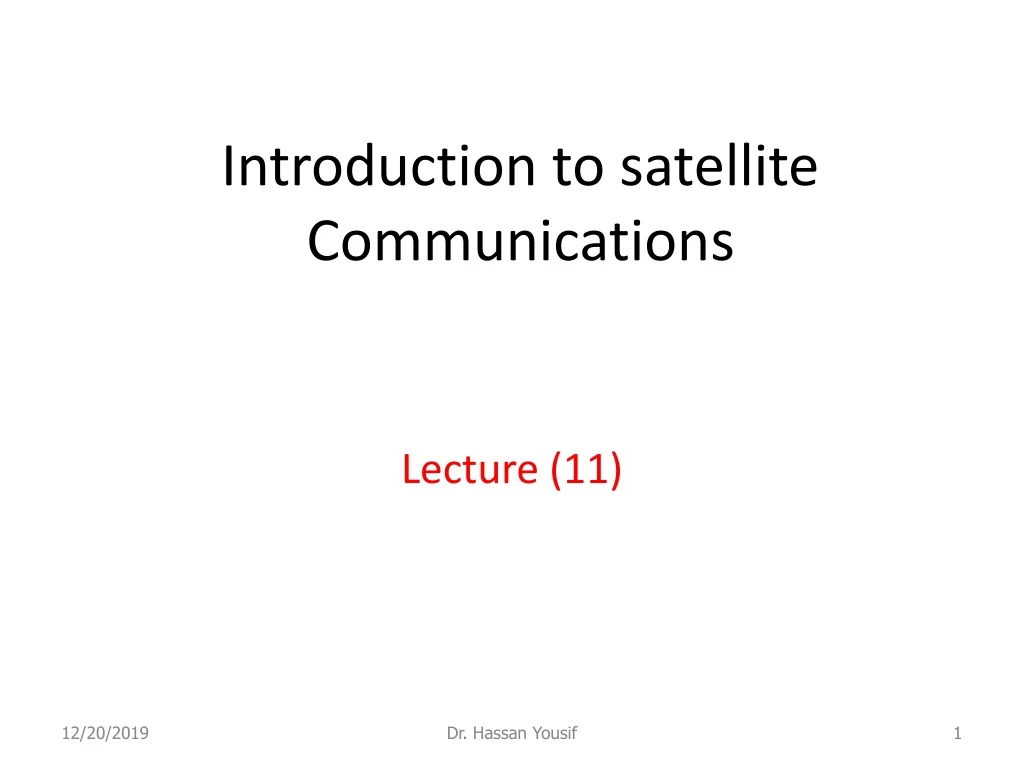 introduction to satellite communications