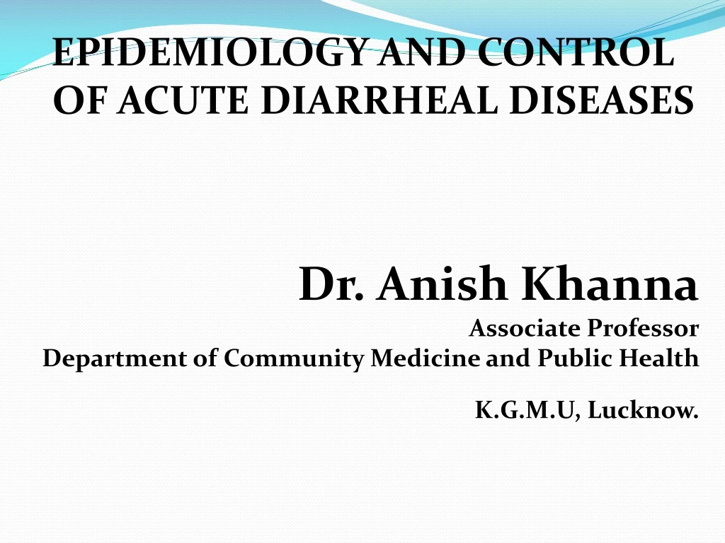 epidemiology and control of acute diarrheal