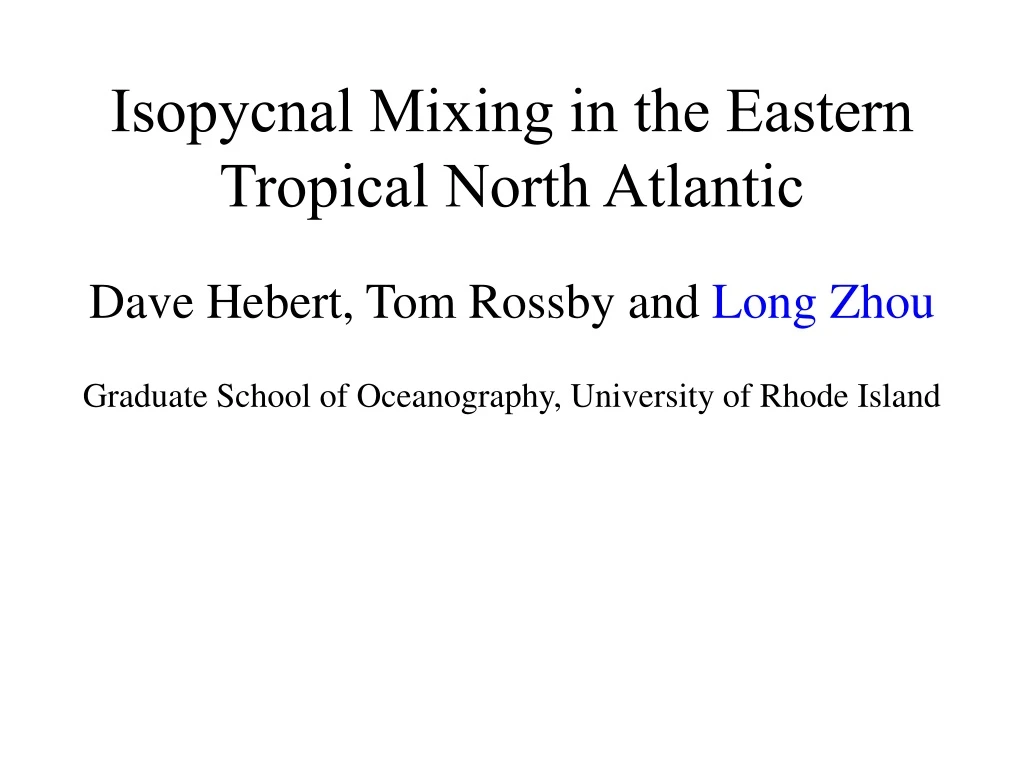 isopycnal mixing in the eastern tropical north atlantic