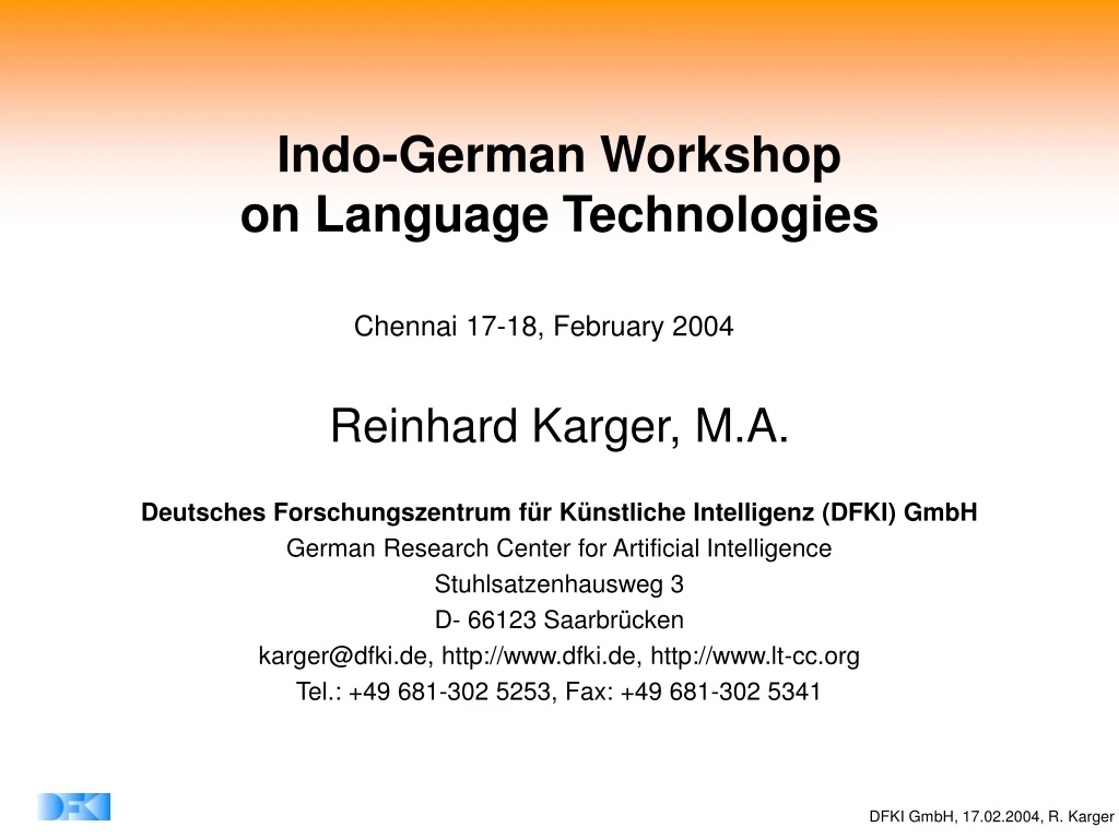 indo german workshop on language technologies