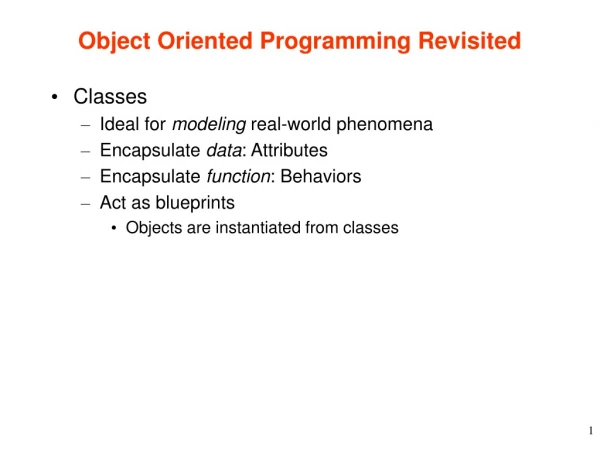 Object Oriented Programming Revisited