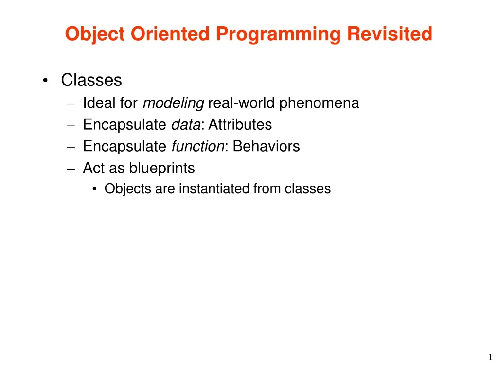 object oriented programming revisited