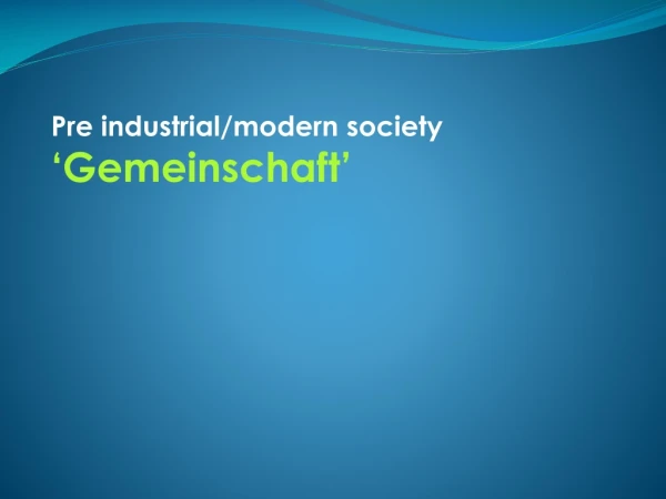 Pre industrial/modern society ‘Gemeinschaft’