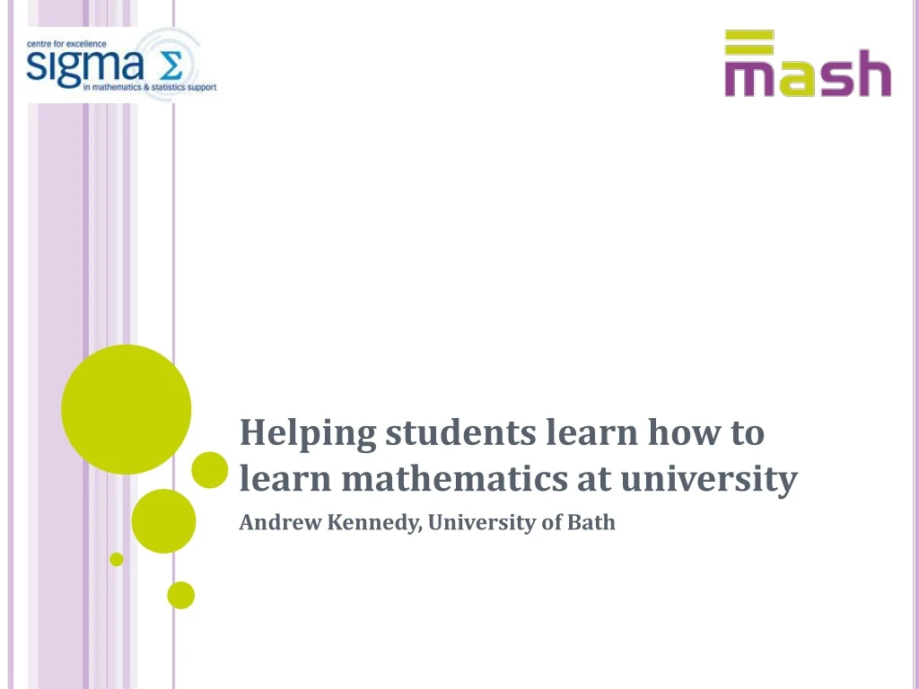 helping students learn how to learn mathematics at university