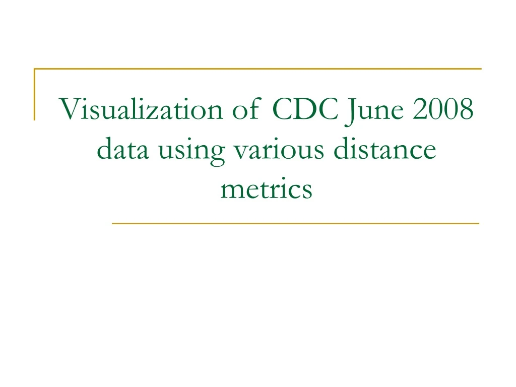 visualization of cdc june 2008 data using various distance metrics