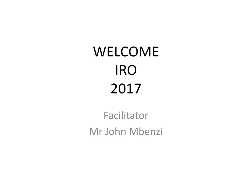 welcome iro 2017