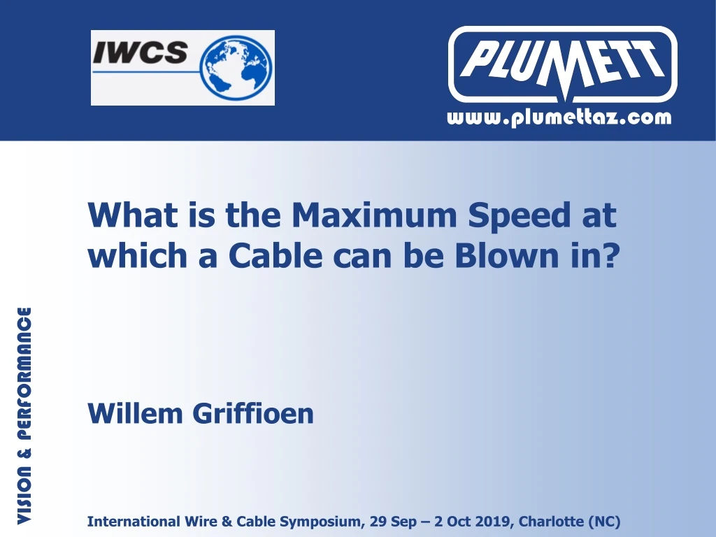 what is the maximum speed at which a cable can be blown in