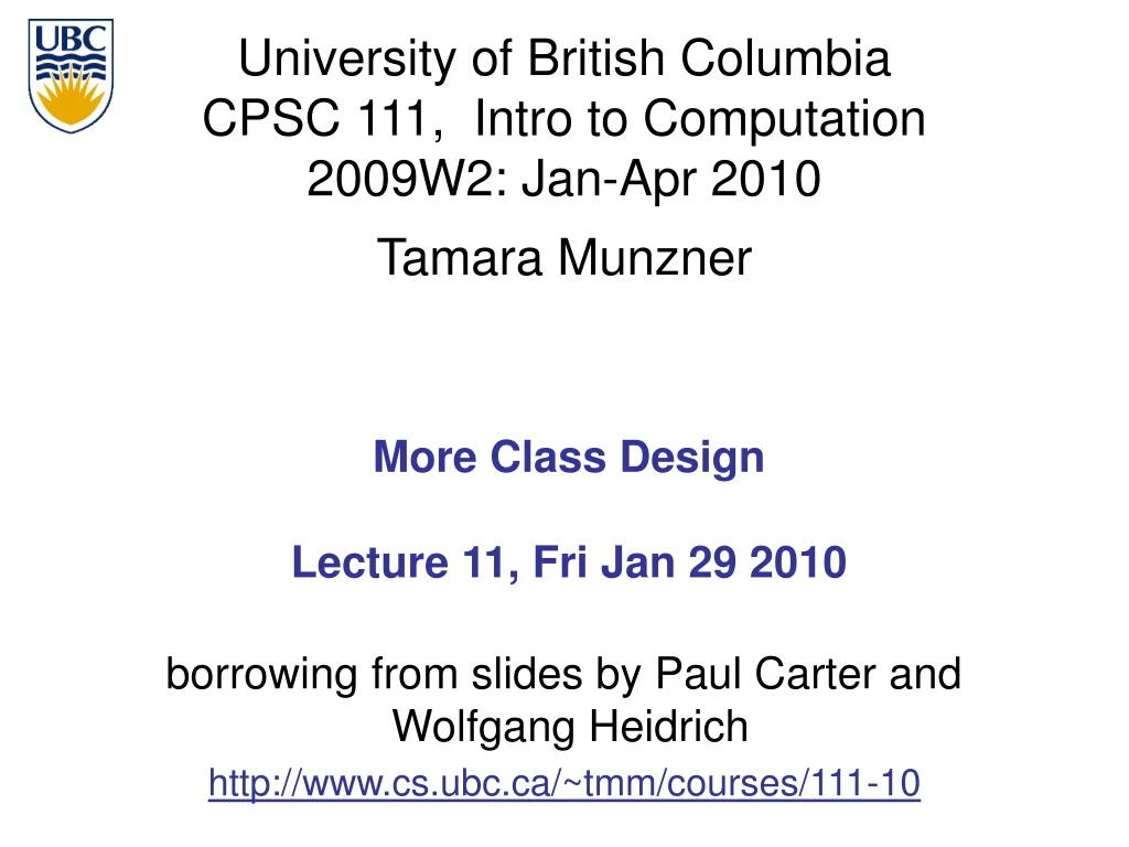 more class design lecture 11 fri jan 29 2010