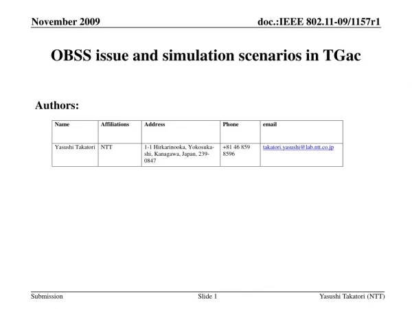 OBSS issue and simulation scenarios in TGac