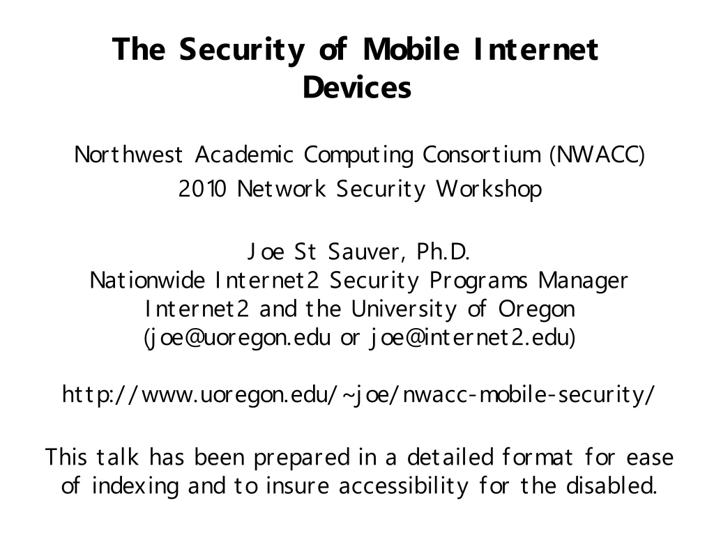 the security of mobile internet devices